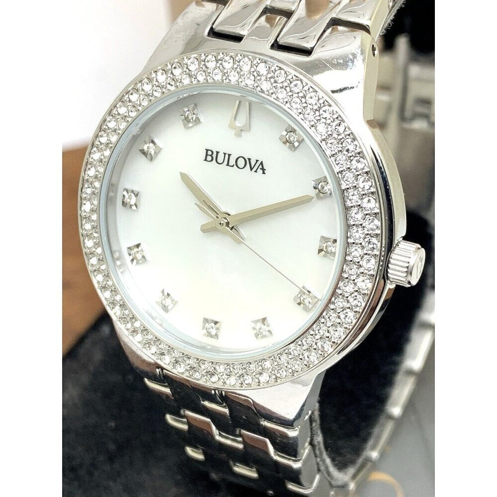 Bulova Women's Watch 96X144 Quartz Mother of Pearl Dial Silver Stainless…